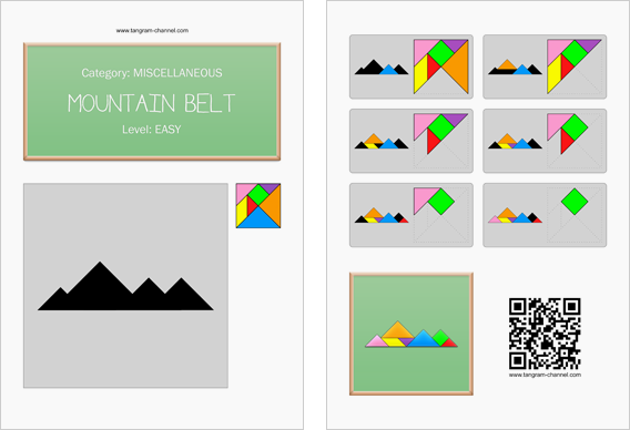 Tangram worksheet 195 : Mountain belt - This worksheet is available for free download at http://www.tangram-channel.com