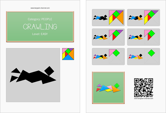 Tangram worksheet 239 : Crawling - This worksheet is available for free download at http://www.tangram-channel.com