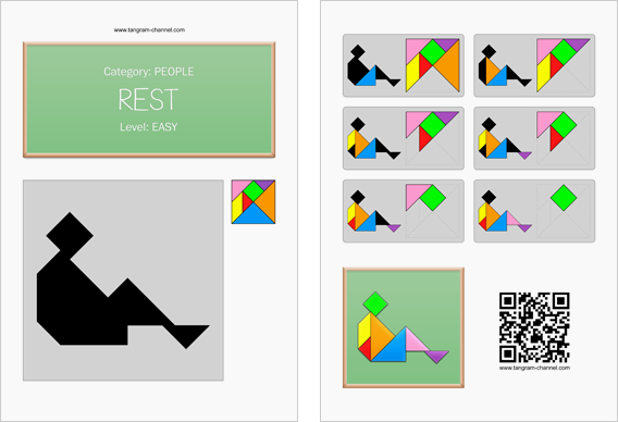 Tangram worksheet 49 : Rest - This worksheet is available for free download at http://www.tangram-channel.com