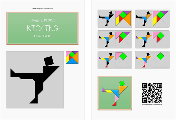 Tangram worksheet 227 : Kicking - This worksheet is available for free download at http://www.tangram-channel.com