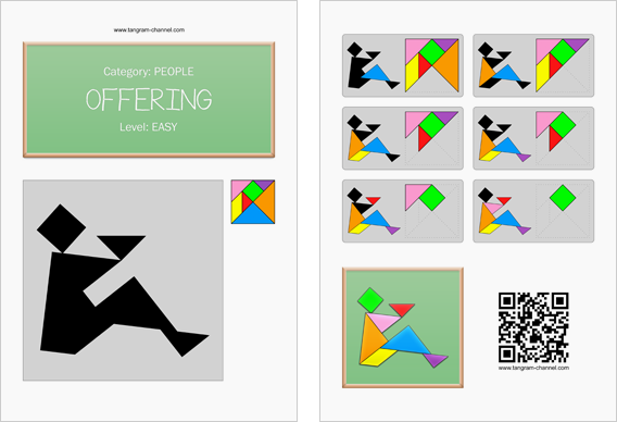 Tangram worksheet 22 : Offering - This worksheet is available for free download at http://www.tangram-channel.com