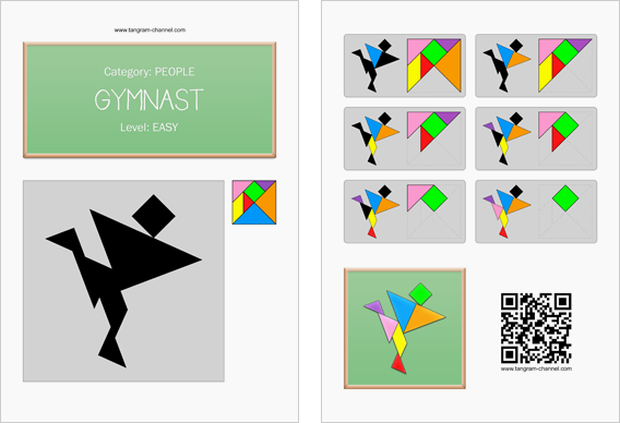 Tangram worksheet 263 : Gymnast - This worksheet is available for free download at http://www.tangram-channel.com