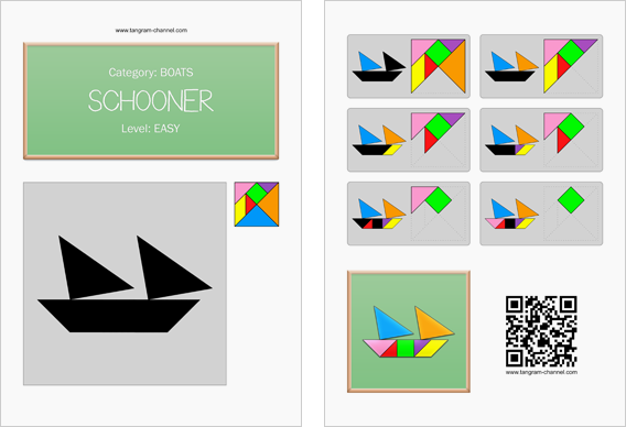 Tangram worksheet 3 : Schooner - This worksheet is available for free download at http://www.tangram-channel.com