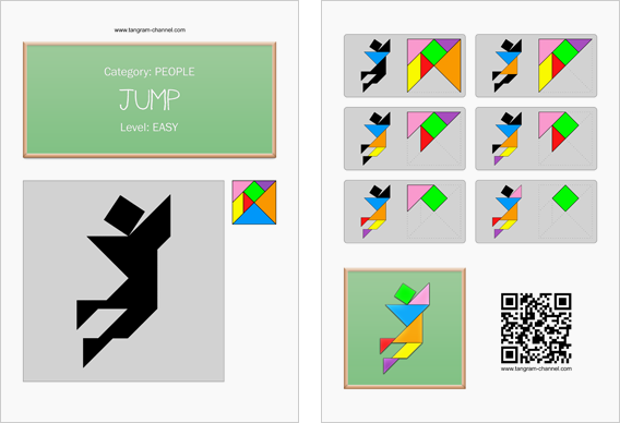 Tangram worksheet 15 : Jump - This worksheet is available for free download at http://www.tangram-channel.com