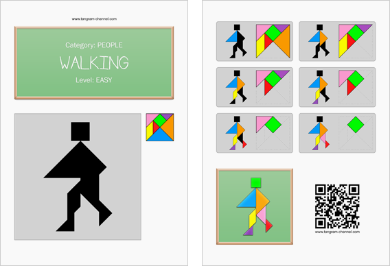 Tangram worksheet 203 : Walking - This worksheet is available for free download at http://www.tangram-channel.com