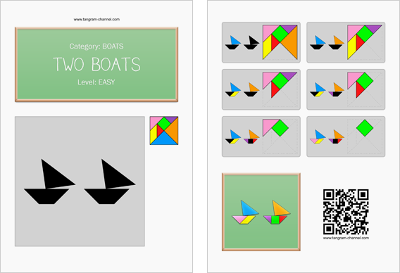 Tangram worksheet 31 : Two boats - This worksheet is available for free download at http://www.tangram-channel.com