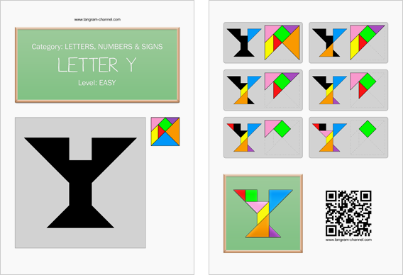 Tangram worksheet 118 : Letter Y - This worksheet is available for free download at http://www.tangram-channel.com