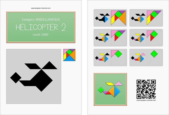 Tangram worksheet 148 : Helicopter 2 - This worksheet is available for free download at http://www.tangram-channel.com