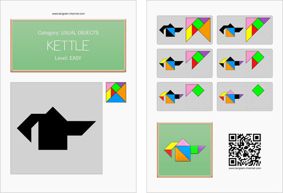 Tangram worksheet 253 : Kettle - This worksheet is available for free download at http://www.tangram-channel.com