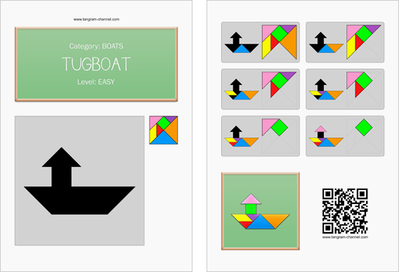 Tangram worksheet 82 : Tugboat - This worksheet is available for free download at http://www.tangram-channel.com