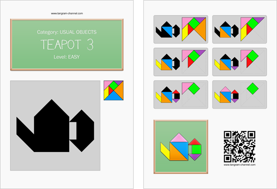 Tangram worksheet 100 : Teapot 3 - This worksheet is available for free download at http://www.tangram-channel.com