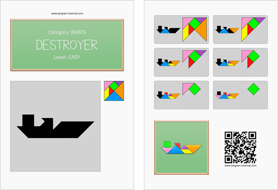 Tangram worksheet 177 : Destroyer - This worksheet is available for free download at http://www.tangram-channel.com