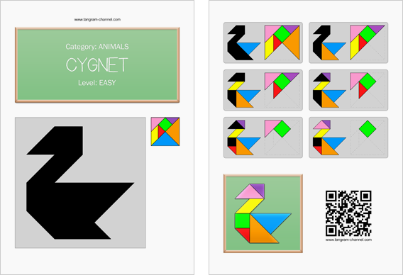 Tangram worksheet 222 : Cygnet - This worksheet is available for free download at http://www.tangram-channel.com