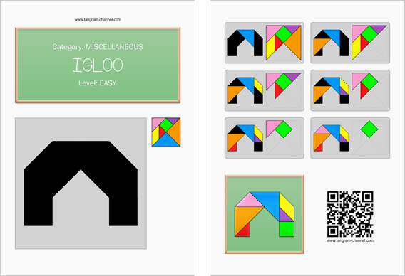 Tangram worksheet 159 : Igloo - This worksheet is available for free download at http://www.tangram-channel.com