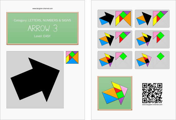 Tangram worksheet 19 : Arrow 3 - This worksheet is available for free download at http://www.tangram-channel.com