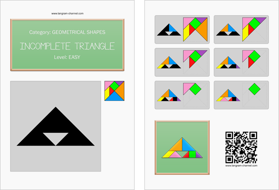 Tangram worksheet 78 : Incomplete triangle - This worksheet is available for free download at http://www.tangram-channel.com