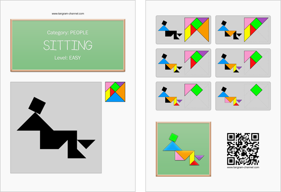 Tangram worksheet 269 : Sitting - This worksheet is available for free download at http://www.tangram-channel.com