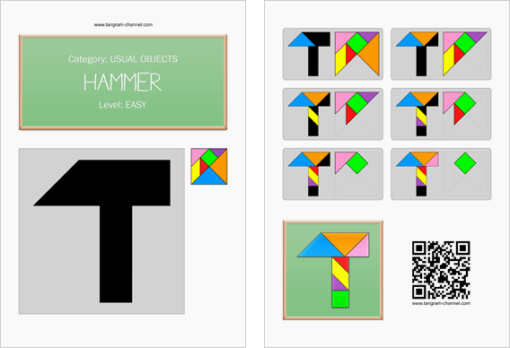 Tangram worksheet 35 : Hammer - This worksheet is available for free download at http://www.tangram-channel.com