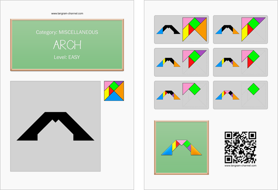 Tangram worksheet 189 : Arch - This worksheet is available for free download at http://www.tangram-channel.com