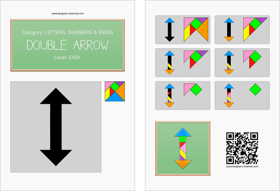 Tangram worksheet 120 : Double arrow - This worksheet is available for free download at http://www.tangram-channel.com