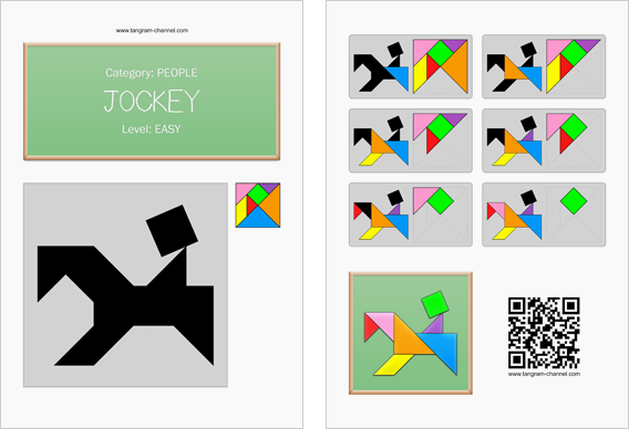 Tangram worksheet 245 : Jockey - This worksheet is available for free download at http://www.tangram-channel.com