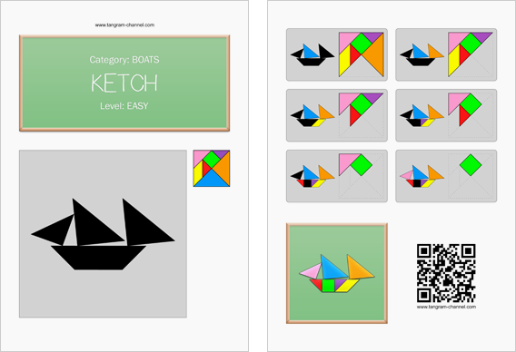 Tangram worksheet 248 : Ketch - This worksheet is available for free download at http://www.tangram-channel.com