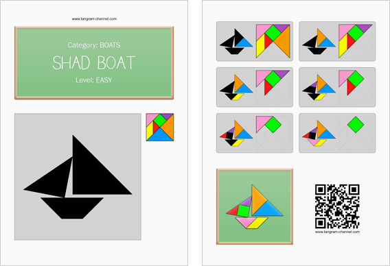 Tangram worksheet 17 : Shad boat - This worksheet is available for free download at http://www.tangram-channel.com