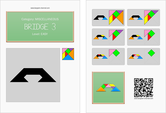 Tangram worksheet 243 : Bridge 3 - This worksheet is available for free download at http://www.tangram-channel.com