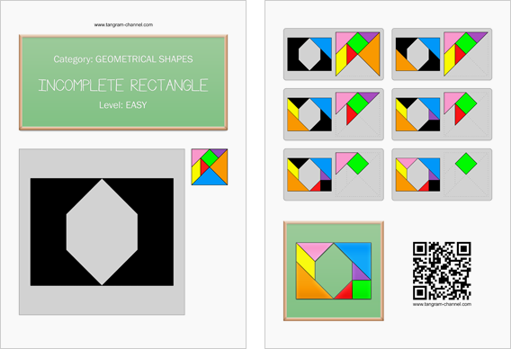 Tangram worksheet 64 : Incomplete rectangle - This worksheet is available for free download at http://www.tangram-channel.com