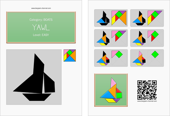 Tangram worksheet 162 : Yawl - This worksheet is available for free download at http://www.tangram-channel.com