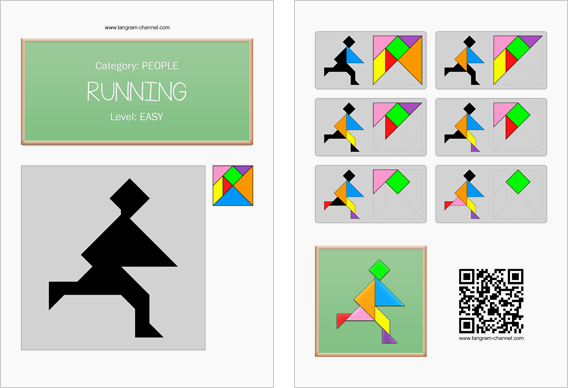 Tangram worksheet 191 : Running - This worksheet is available for free download at http://www.tangram-channel.com