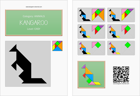 Tangram worksheet 138 : Kangaroo - This worksheet is available for free download at http://www.tangram-channel.com