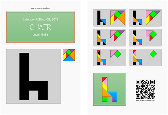 Tangram worksheet 14 : Chair - This worksheet is available for free download at http://www.tangram-channel.com