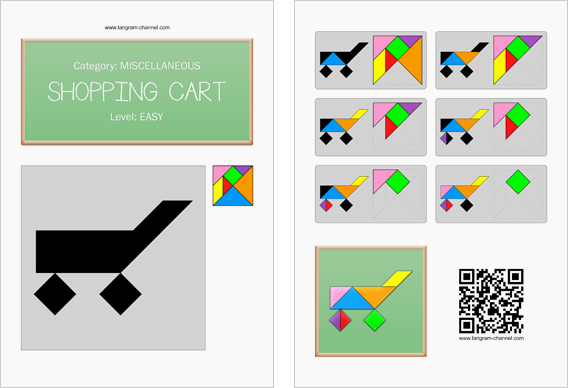 Tangram worksheet 249 : Shopping cart - This worksheet is available for free download at http://www.tangram-channel.com