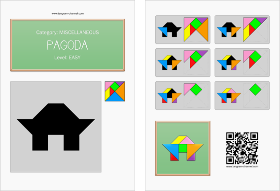 Tangram worksheet 150 : Pagoda - This worksheet is available for free download at http://www.tangram-channel.com