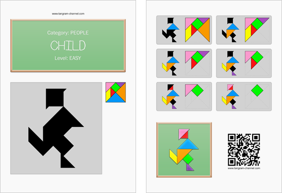 Tangram worksheet 185 : Child - This worksheet is available for free download at http://www.tangram-channel.com