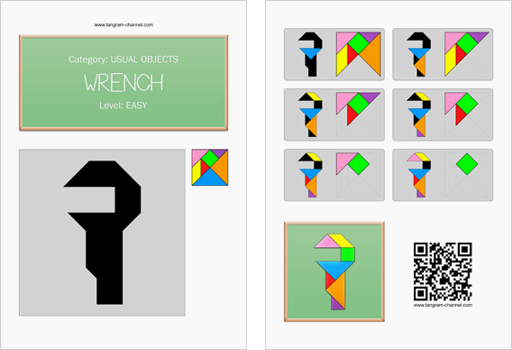 Tangram worksheet 143 : Wrench - This worksheet is available for free download at http://www.tangram-channel.com