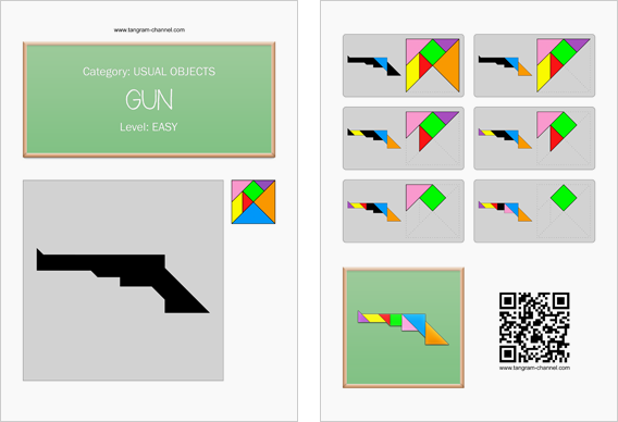 Tangram worksheet 154 : Gun - This worksheet is available for free download at http://www.tangram-channel.com