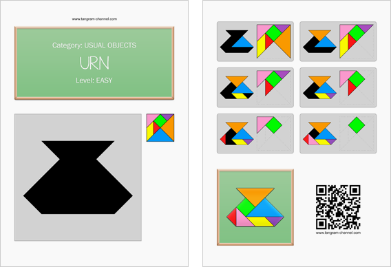 Tangram worksheet 241 : Urn - This worksheet is available for free download at http://www.tangram-channel.com