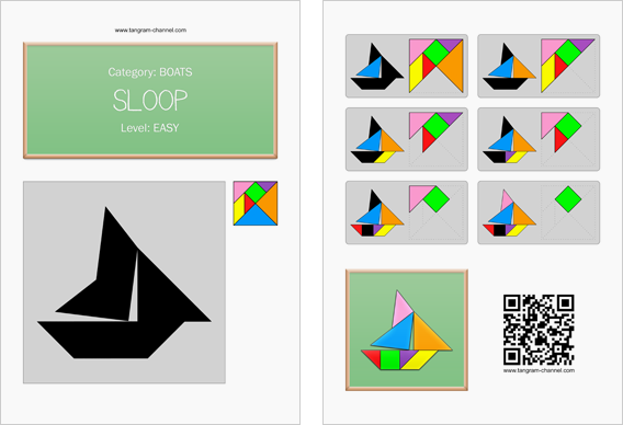 Tangram worksheet 24 : Sloop - This worksheet is available for free download at http://www.tangram-channel.com