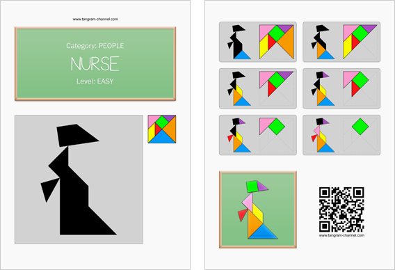 Tangram worksheet 135 : Nurse - This worksheet is available for free download at http://www.tangram-channel.com