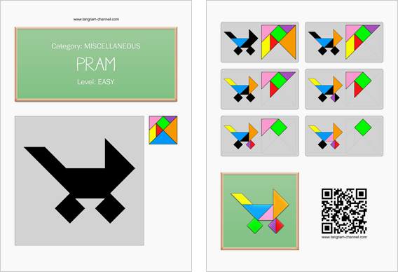 Tangram worksheet 140 : Pram - This worksheet is available for free download at http://www.tangram-channel.com