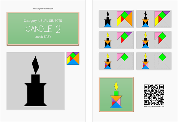 Tangram worksheet 176 : Candle 2 - This worksheet is available for free download at http://www.tangram-channel.com