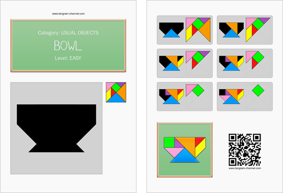 Tangram worksheet 155 : Bowl - This worksheet is available for free download at http://www.tangram-channel.com