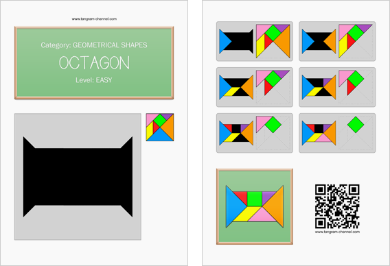 Tangram worksheet 94 : Octagon - This worksheet is available for free download at http://www.tangram-channel.com