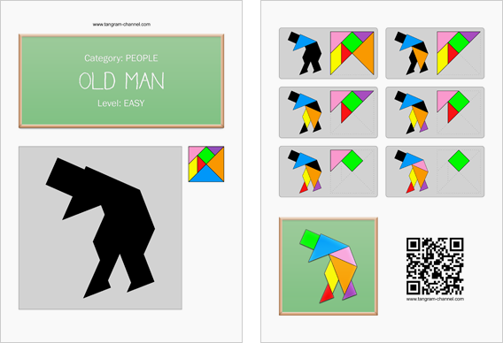 Tangram worksheet 136 : Old man - This worksheet is available for free download at http://www.tangram-channel.com