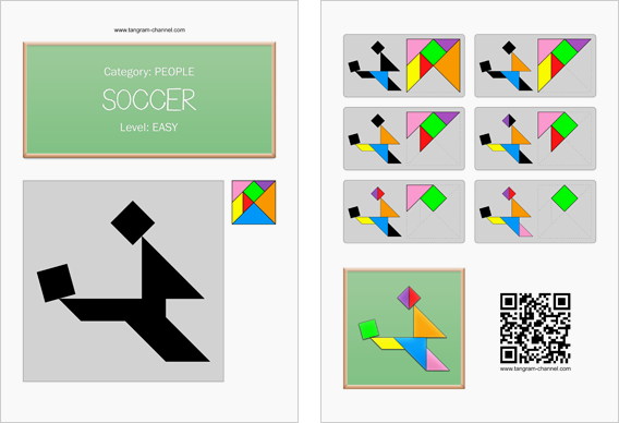 Tangram worksheet 221 : Soccer - This worksheet is available for free download at http://www.tangram-channel.com