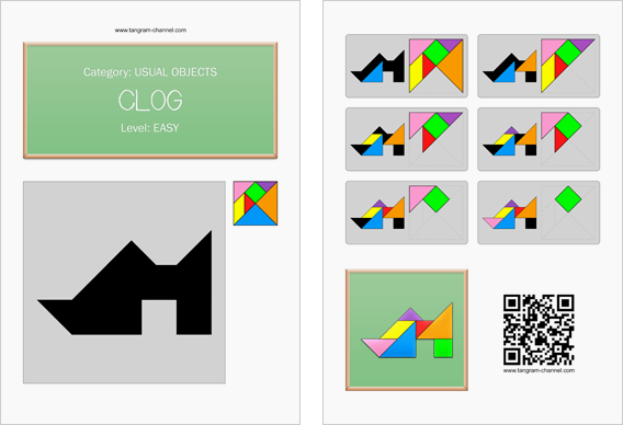 Tangram worksheet 265 : Clog - This worksheet is available for free download at http://www.tangram-channel.com