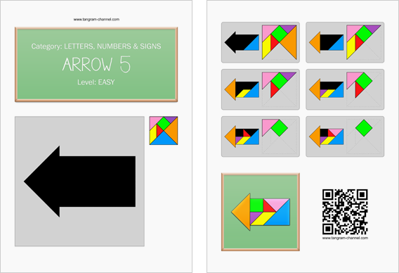 Tangram worksheet 33 : Arrow 5 - This worksheet is available for free download at http://www.tangram-channel.com