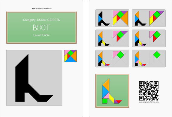 Tangram worksheet 61 : Boot - This worksheet is available for free download at http://www.tangram-channel.com